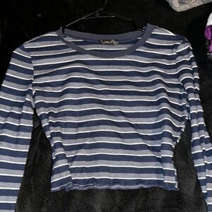Rue21 Navy and White Striped Long Sleeve Top